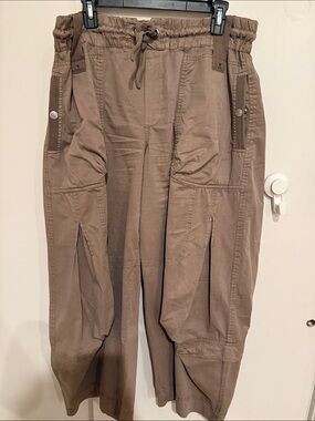 Free People Onset Olive-Taupe Relaxed Cargo Utility Pants